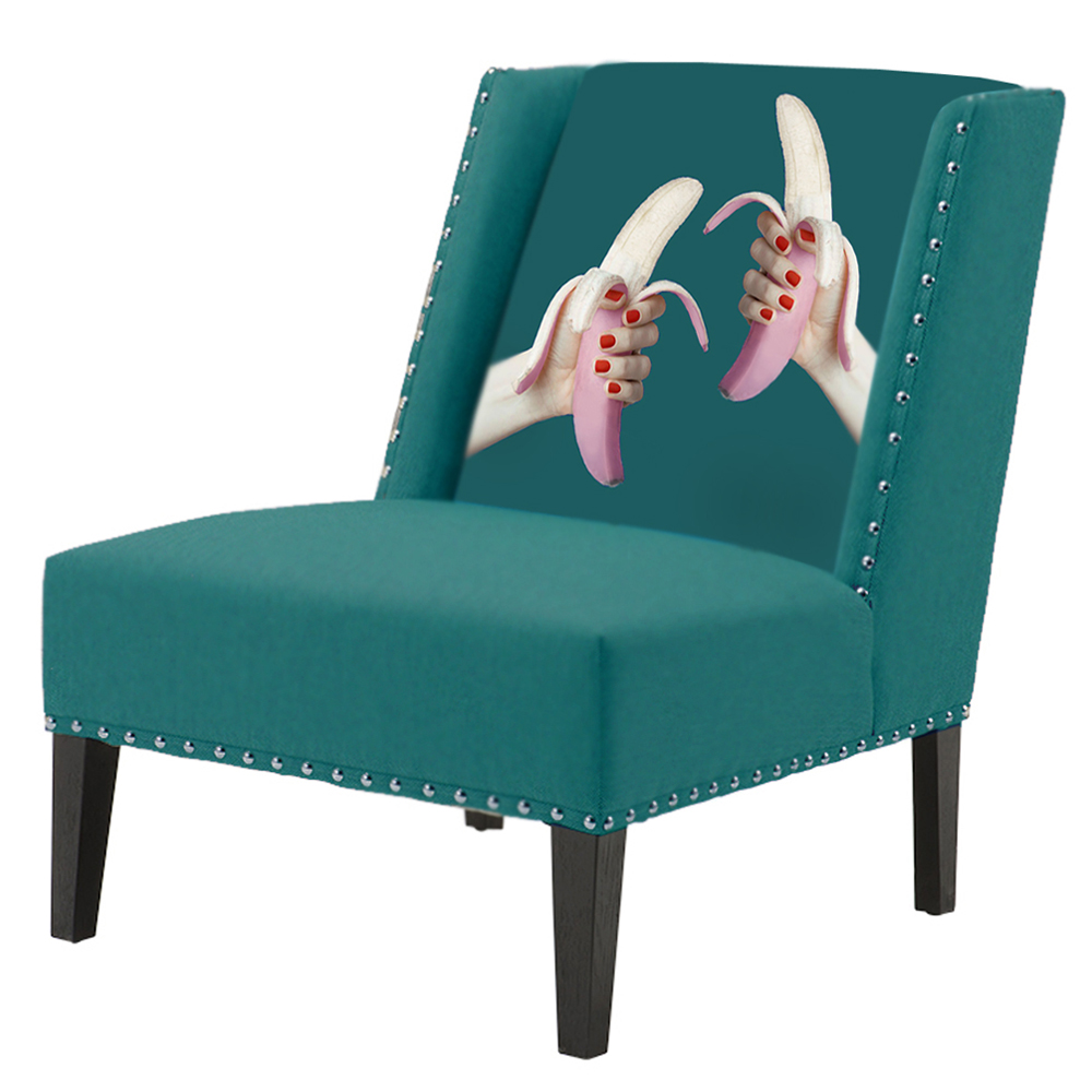 FUN Armchair Two Bananas Turquoise Дизайнерское кресло с цветным принтом