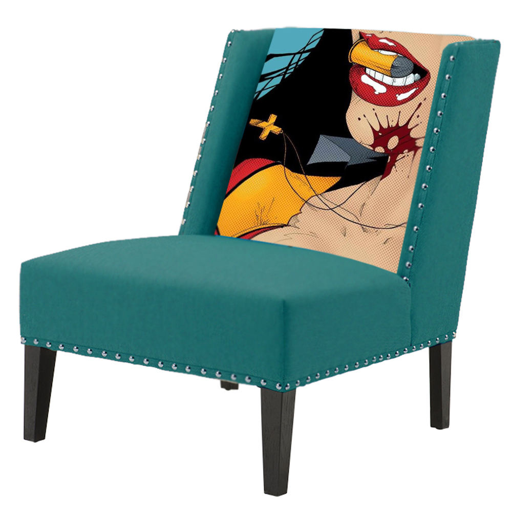 FUN Armchair "Super woman" Turquoise Дизайнерское кресло с цветным принтом