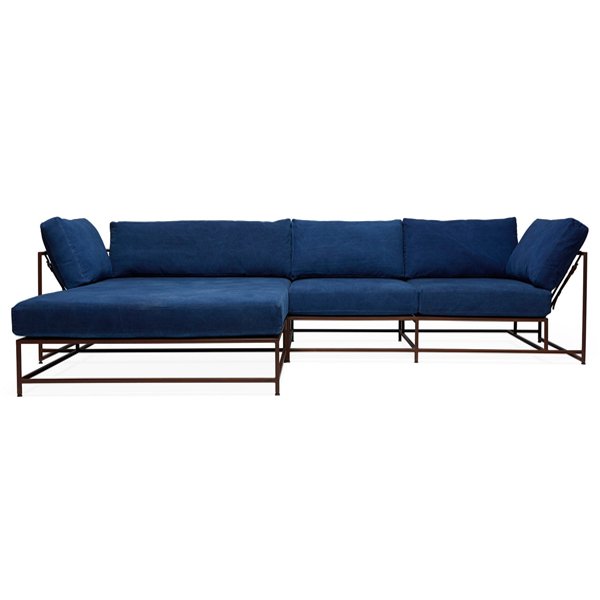 Угловой диван Indigo Denim and copper Sectional sofa designed by Stephen Kenn and Simon Miller in 2014
