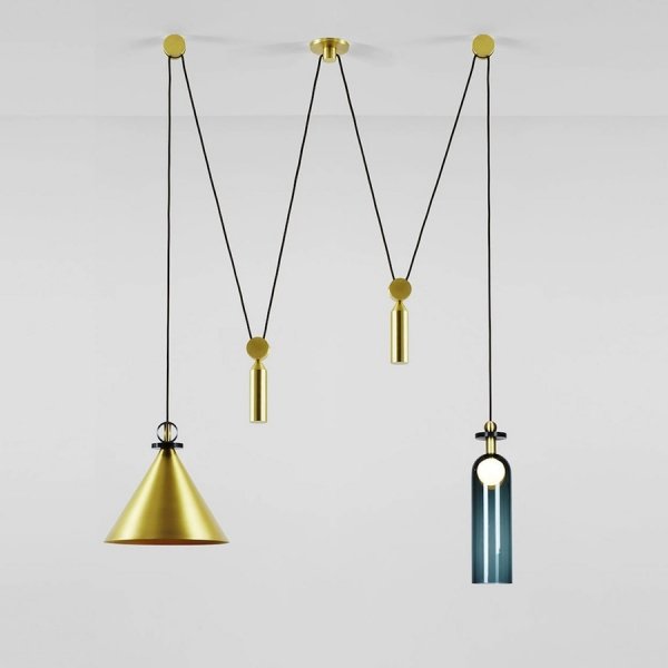 Подвесной светильник Shape up Double Pendant Brass  designed by John Hogan