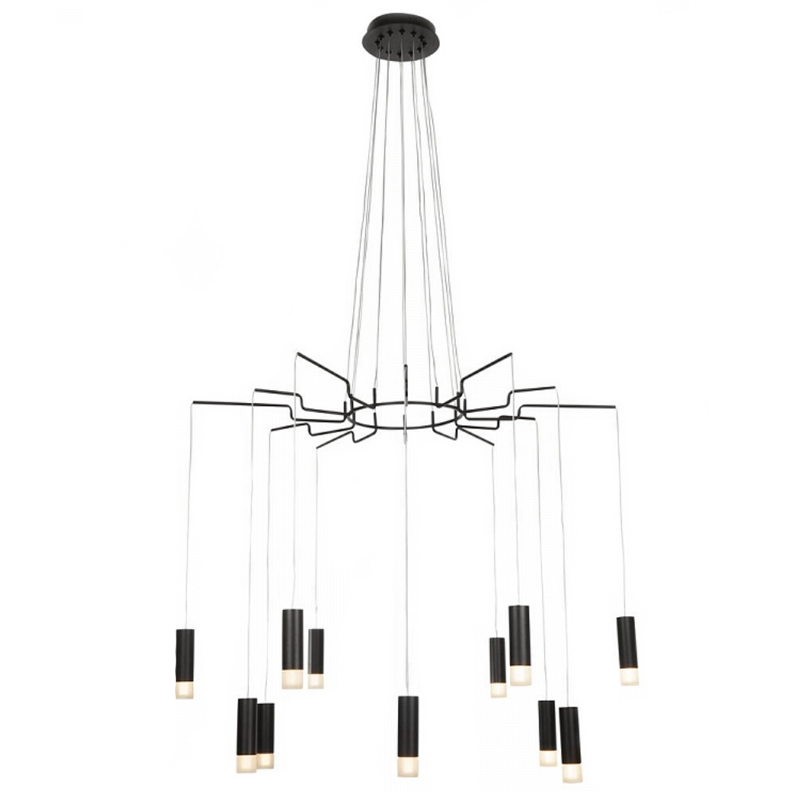 Wireflow LED Black Suspension lam 12 патронов designed by Jordi Vilardell