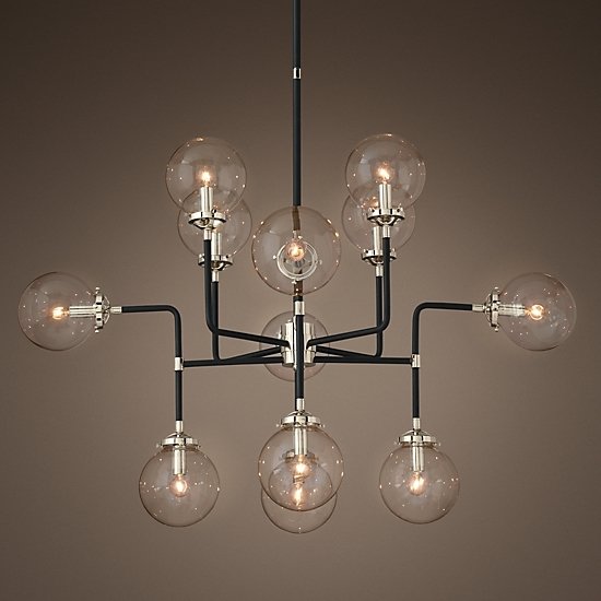 Люстра BISTRO GLOBE CLEAR GLASS SILVER CHANDELIER 12