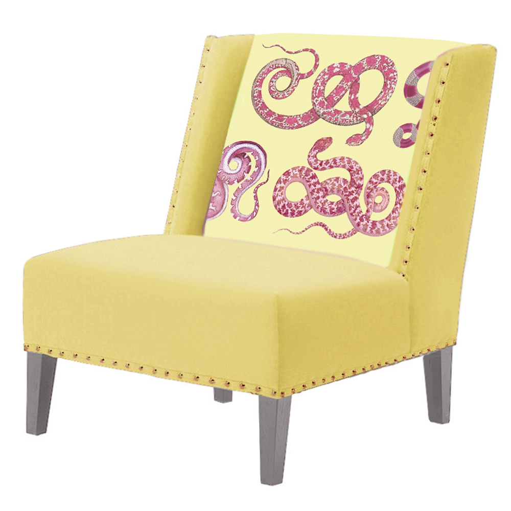 FUN Armchair Snakes yellow Дизайнерское кресло с цветным принтом